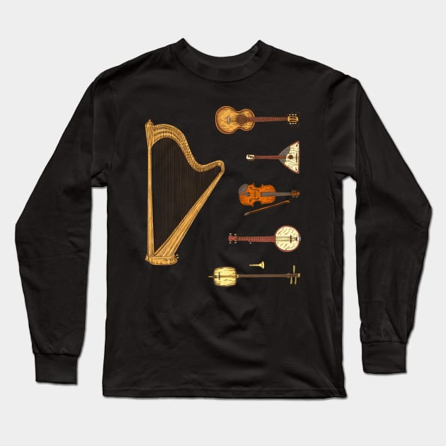 String Musical Instruments. Sticker Pack Long Sleeve T-Shirt by deepfuze